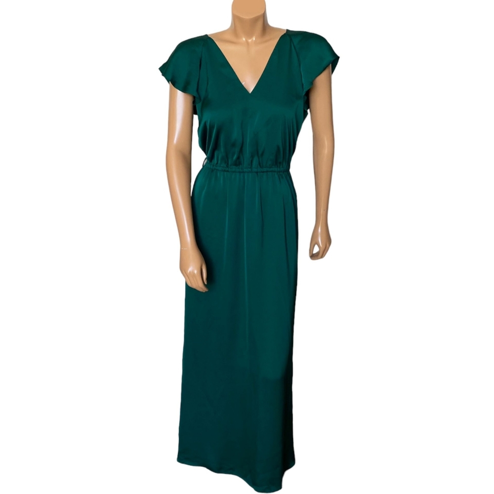 H&M Green Satin Maxi Dress Size 10